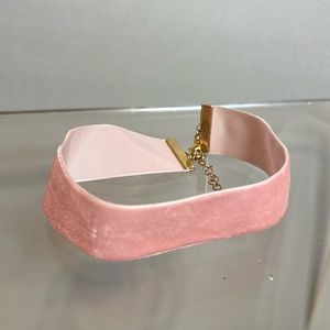 Velvet pink choker ribbon necklace
